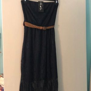 Brand new dark blue dress with belt